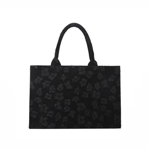 tote bag manufactory custom logo canvas printing flower 3d reusabl bag supplier fashion women shopping handbag