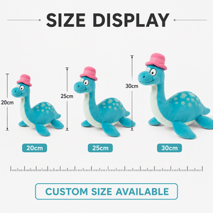 Peluche Dinosaure Bleu Turquoise Adorable, Jouet en Peluche Personnalisé, Poupée Monstre Douce avec Chapeau Rose, Faible MOQ, Service OEM ODM, Fournisseurs Directs - Product Image 4