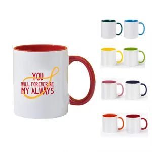 High Quality Custom Colored Inside Valentine's Day Hand Grip Shape Blank Mug Printed Sublimation Coated Ceramic Mug