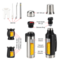 Disesuaikan baja nirkarat vakum Yerba Mate Flask botol air dengan pegangan untuk perjalanan termos Pot