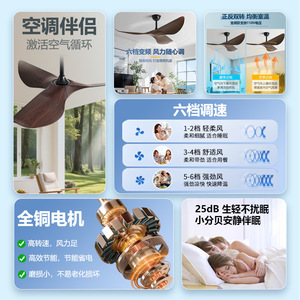 <b>Ceiling</b> <b>Fan</b> DC Motor 3 Blade Wood Design Silent Operation For Living Room And Study - Product Image 2