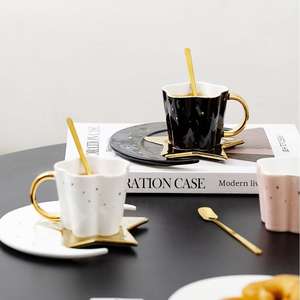 ชุดถ้วยชาเซรามิกรูปดาว120มล. ชุดแก้วกาแฟพร้อมจานรองสำหรับเครื่องดื่มทุกประเภทของขวัญที่สวยงาม - Product Image 4