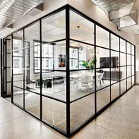 Divisor de pared de vidrio, marco de Metal personalizado para oficina, sala de reuniones