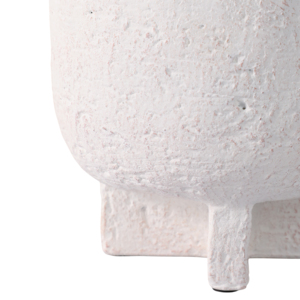 Vasi cilindrici con piedini in ceramica per piante da interno ed esterno, design bianco testurizzato - Product Image 4