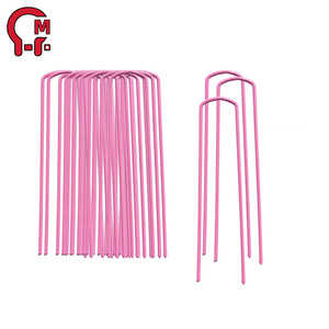 HLM <span class=keywords><strong>Agrafes</strong></span> de jardin roses à pointes acérées, à double extrémité, s'enfoncent facilement dans la terre <span class=keywords><strong>sans</strong></span> pré-creuser pour une installation rapide - Product Image 5