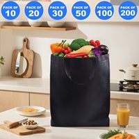 Sac fourre-tout en non-tissé noir, logo personnalisé or argent, estampage à chaud, sacs de shopping réutilisables pour boutique de bijoux