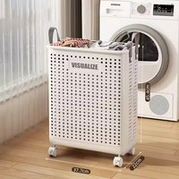 Panier à linge multifonctionnel pliable de grande capacité, peu encombrant, roues, tissu respirant PP, rangement de vêtements de salle de bain
