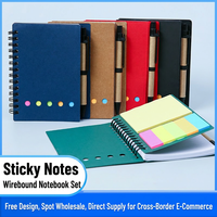 Ensemble de blocs-notes autocollants en papier kraft, notes adhésives, Post-it, autocollants d'avertissement N-Time, ensemble de stylos, carnet à spirale, personnalisable, vente en gros
