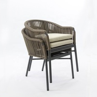 Chaises d'extérieur modernes meubles de patio corde d'aluminium hôtel restaurant bistro café salon jardin salle à manger chaise empilable