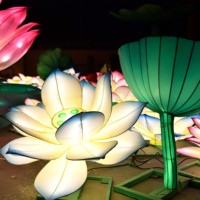 Linternas LED de Seda Chinas Impermeables con Formas de Plantas, Decoraciones para Festivales al Aire Libre, Halloween/Día de Acción de Gracias/Navidad/Año Nuevo