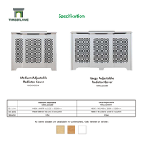 Cache-radiateur classique réglable en MDF, blanc ou placage chêne, plusieurs modèles disponibles, cache pour radiateur, best-seller au Royaume-Uni