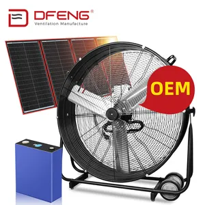 DEFENG manufacturer dc motor 12V with solar panel 24 inch ventilador for hotel and powerful portable industrial fan