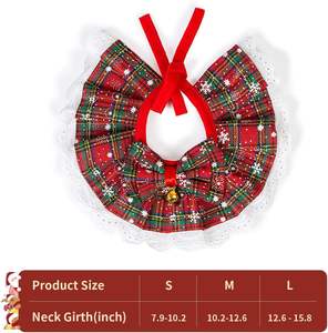 Disfraz Navideño para Perro, Pañuelo Navideño para Perro con Campanas, Bufanda a Cuadros, para Perros Pequeños y Gatos, Lindo, para Fiestas Navideñas de Invierno, Fotos (L) - Product Image 3