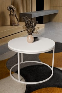 Round <b>Coffee</b> <b>Table</b> for Living Room Office <b>Small</b> Spaces Sturdy and Easy Assembly - Product Image 2