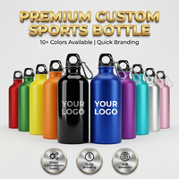 Bouteille d'eau en aluminium recyclé de 500 ml avec logo personnalisé, articles de sport pour cadeaux d'entreprise ESG et événements en gros