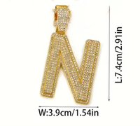 Usine En Gros Or Argent Métal Couleur Hip Hop En Alliage De Zinc et Bling Strass Grand Unique Anglais Lettre Charme Pendentif