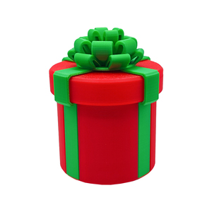 Scatola Regalo Natalizia Stampata in 3D con Coperchio e Fiocco, Contenitore Rotondo in PLA per Caramelle e Gioielli, Decorazione Festiva - Product Image 1