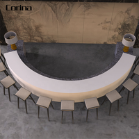 Comptoir de bar en acrylique incurvé de forme semi-circulaire pour discothèque, pub, café, magasin de jus