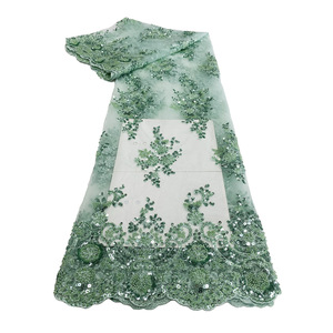 Nuevo diseño de telas de malla de lentejuelas con cuentas, precio más barato, tela <span class=keywords><strong>africana</strong></span> Peal, malla nupcial, bordado de boda, telas de encaje de Organza - Product Image 6