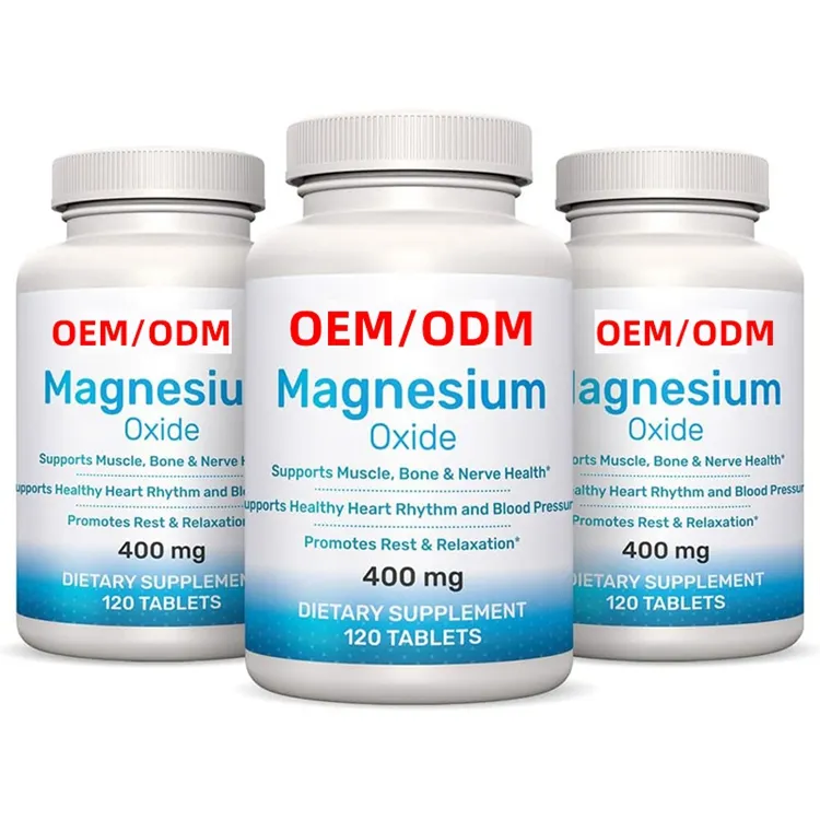 Magnesium 400mg suplemen potensi tinggi Magnesium oksida untuk dukungan kekebalan tubuh pemulihan otot kram kaki relaksasi