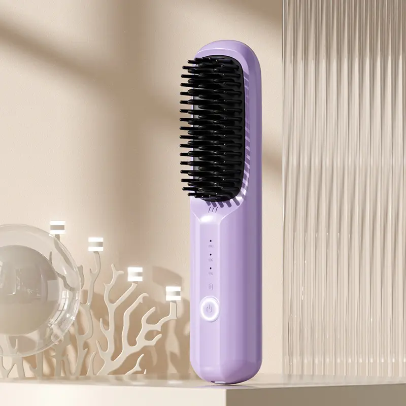 2024 spazzola per capelli in ceramica di calore USB per capelli più dritta portatile spazzola per massaggio elettrico con pettine all'ingrosso