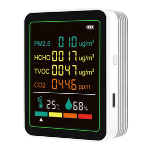 Air Quality Monitor 6 In 1 PM2.5 HCHO TVOC CO2 Temp Humidity OLED Display USB Charging Shenzhen Made - Product Image 1