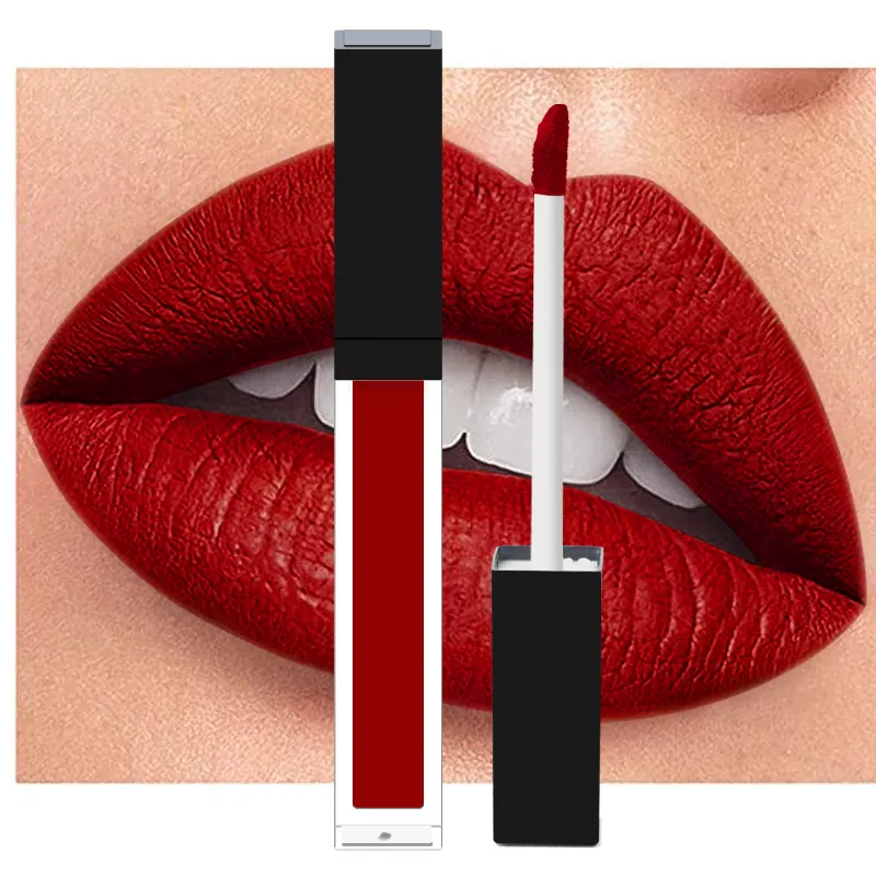 Kosmetische langlebige Lippenstift Make-up wasserdicht vegan benutzer definierte Logo rot nackt matt flüssigen Lippenstift Lippenstift Private Label