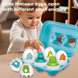 Zhorya 6 pièces – Jouets éducatifs en plastique pour enfants : Œufs de dinosaures intelligents à assembler et à colorier - Product Image 2