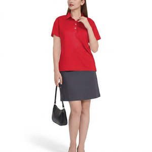 Camiseta Polo Roja de Manga Corta para Mujer, Tejida en Poliéster, Color Sólido, Largo Regular, Teñido Liso, Superventas 2026 - Product Image 1