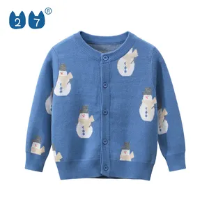 Hot Sale Comfortable Soft Blue Boys Girls Casual Sweaters Long Sleeve Cotton Kids Cardigan