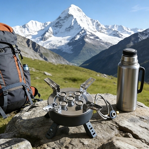 Réchaud portable à <span class=keywords><strong>butane</strong></span> léger et métallique à 5 brûleurs, avec support pliable et sac de rangement, idéal pour le <span class=keywords><strong>camping</strong></span>, les sorties en voiture et les événements en plein air - Product Image 1
