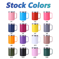 Mug à café en acier inoxydable de 12 oz, à double paroi, isolé sous vide, avec poignée et couvercle, logo personnalisé pour le bureau, la maison, la consommation quotidienne