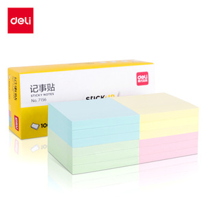 Blocs-notes adhésifs Deli 7156, 100 pages, couleurs assorties, papier mémo, bloc-notes - Product Image 1