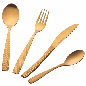 Set di posate HARLEM 24 pezzi in oro satinato martellato - Product Image 2