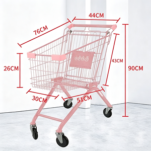 Large <b>Rolling</b> Supermarket <b>Cart</b> 340L Heavy Duty Wire Mesh Silent Swivel Caster Grocery Store Trolley Retail Use Use Set Kit - Product Image 4