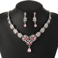 Parure de mariée transfrontalière la plus vendue : collier et boucles d'oreilles en alliage orné de diamants, accessoires pour robe de soirée - Vente directe