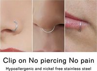 QUSEDINY acier inoxydable or argent plaqué 8mm minuscule Clip sur cerceau Faux faux nez lèvre anneaux pour femmes hommes fille