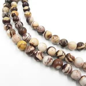 8Mm Mode Matte Australia Zebra Jasper Bulat Manik-manik DIY Bahan Buatan Tangan Batu Alam Aksesoris Manik-manik Grosir