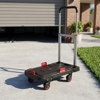 Chariot à plateforme en aluminium à quatre roues pliable, capacité de charge de 137 kg, chariot de transport pour entrepôt, chariot à palettes