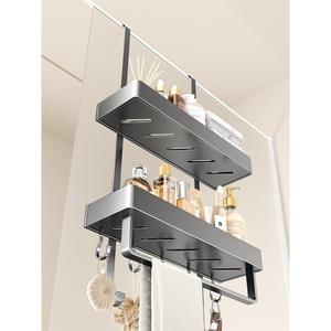 Étagères de rangement pour salle de bain, paniers suspendus à double couche, porte-serviettes muraux en verre et acier inoxydable étanche - Product Image 3