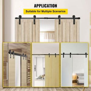 Kit de Ruedas para Puerta Corredera WEKIS de 6.6 Pies en Forma de J, Acero al Carbono Negro Satinado, Riel Deslizante Moderno con Capacidad de Carga de 120 kg, Herrajes para Puerta Corredera - Product Image 6