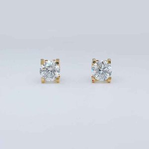 <span class=keywords><strong>Pendientes</strong></span> de Oro Amarillo de 18K con Diamantes Cultivados en Laboratorio, Diseño Clásico de Cabeza de Toro Redonda, con Parte Trasera Plana - Product Image 5