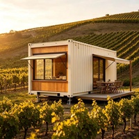 Maison conteneur mobile de luxe avec terrasse extérieure, préfabriquée en panneaux sandwich modulaires, pour hôtel, entrepôt, vignoble, glamping, vin
