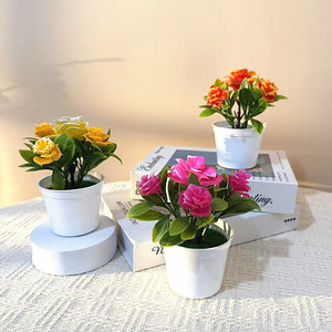 Plantes artificielles en pot, mini fleurs en plastique pour la décoration de la maison, 14 cm, écologiques - Product Image 2