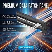 Panneau de brassage fibre optique CNTA 19 pouces 1U SC/LC à montage en rack, en acier de 1,5 mm d'épaisseur, peint par pulvérisation, CAT6/CAT5E/CAT6A, 48 ports RJ45 réseau