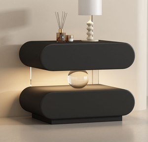 Mesitas de Noche Modernas de Lujo en Cuero para Dormitorio, con 2 Cajones y Espejo, Ajustables - Product Image 2