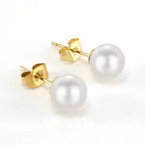 Women Girls Jewelry Stud Earing Stainless Steel Set Earring Stud Earrings For Women 18k Gold Plated Pearl Zircon Earring