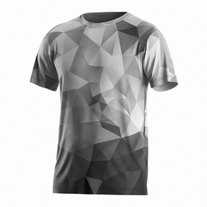 Camiseta de Manga Corta con Estampado Geométrico para Hombre, Cuello Redondo, Secado Rápido, Estilo Casual, Corte Regular, 100% Poliéster, Tejido de Punto, Estampado por Sublimación - Product Image 1