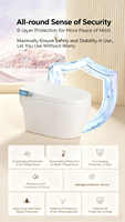 Toilette intelligente de luxe blanc pur avec bidet intégré, entièrement automatique, affichage numérique, éclairage d'ambiance, pour villas et projets hôteliers
