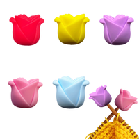 Protecteurs d'aiguilles en silicone en forme de rose 3D - Durables, portables, pratiques, multicolores, 5 pièces, accessoires de couture